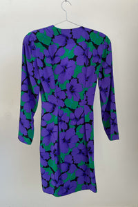 Purple Flower Ruffle Wrap Dress - 6