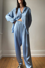 Sky Blue Silk Pyjamas - M