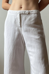 White Linen Flare Cropped Pants - 8