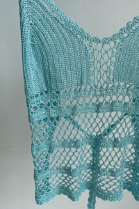 Aqua Crochet Halter Top