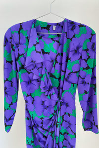 Purple Flower Ruffle Wrap Dress - 6